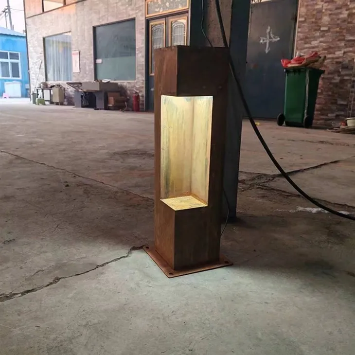 rust corten steel led lamp bollard light